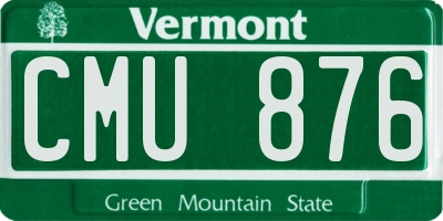 VT license plate CMU876