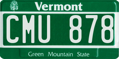 VT license plate CMU878