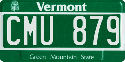 VT license plate CMU879