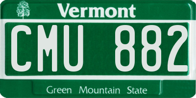 VT license plate CMU882