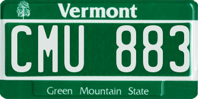 VT license plate CMU883