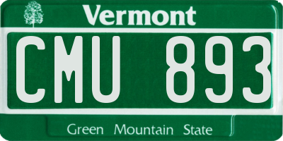 VT license plate CMU893