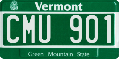 VT license plate CMU901