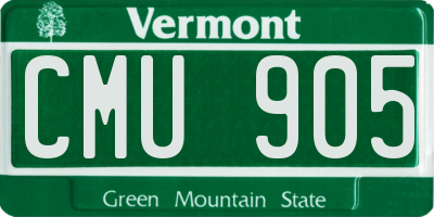 VT license plate CMU905