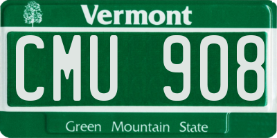 VT license plate CMU908