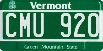 VT license plate CMU920