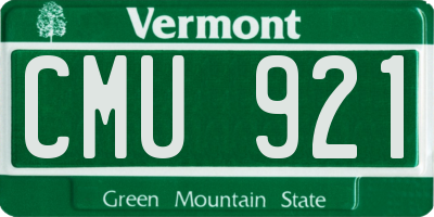 VT license plate CMU921