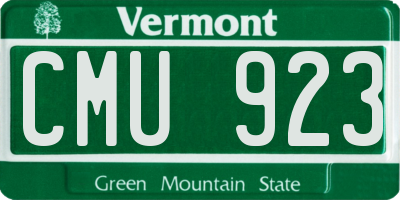 VT license plate CMU923