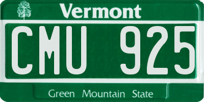 VT license plate CMU925