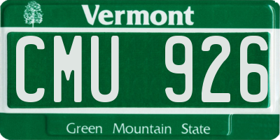 VT license plate CMU926