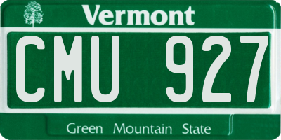 VT license plate CMU927