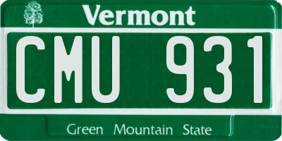 VT license plate CMU931