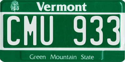 VT license plate CMU933