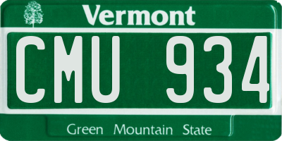 VT license plate CMU934
