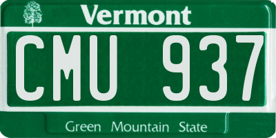 VT license plate CMU937