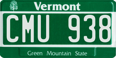 VT license plate CMU938