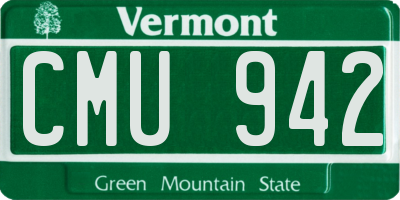 VT license plate CMU942