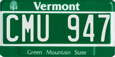 VT license plate CMU947