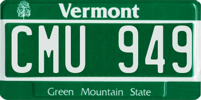 VT license plate CMU949