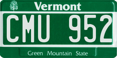 VT license plate CMU952