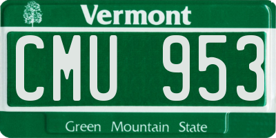 VT license plate CMU953