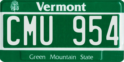 VT license plate CMU954