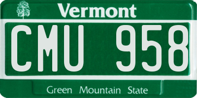 VT license plate CMU958