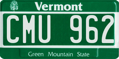 VT license plate CMU962