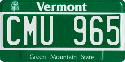VT license plate CMU965