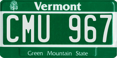 VT license plate CMU967