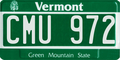 VT license plate CMU972