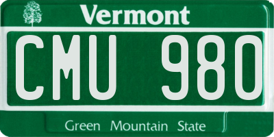 VT license plate CMU980