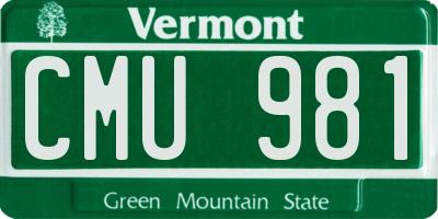 VT license plate CMU981