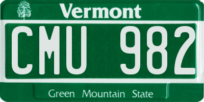 VT license plate CMU982