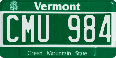 VT license plate CMU984