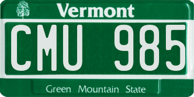 VT license plate CMU985
