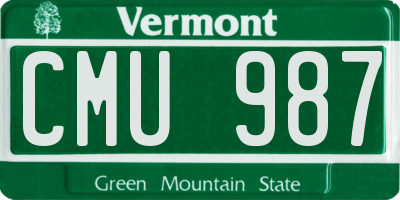VT license plate CMU987