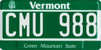 VT license plate CMU988