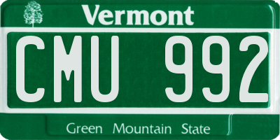 VT license plate CMU992