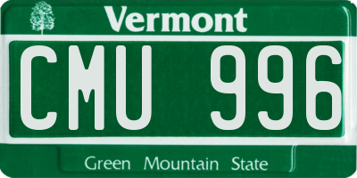 VT license plate CMU996