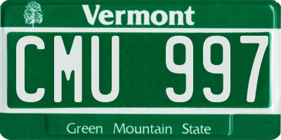 VT license plate CMU997