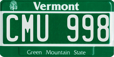 VT license plate CMU998