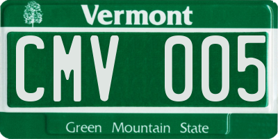 VT license plate CMV005