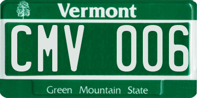 VT license plate CMV006
