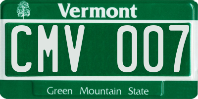 VT license plate CMV007