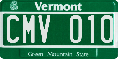 VT license plate CMV010