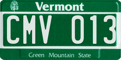 VT license plate CMV013