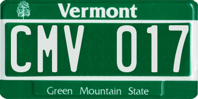 VT license plate CMV017