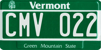 VT license plate CMV022