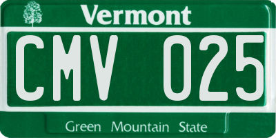 VT license plate CMV025